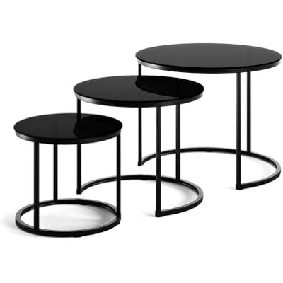 Vicco Set de Tables Basses Montreal, Verre, 55x55cm 3 pièces, pliable pour un gain de place et combinable de manière polyvalente - Publicité Vicco Set de Tables Basses Montreal, Verre, 55x55cm 3 pièces, pliable pour un gain de place et combinable de manière polyvalente - Publicité