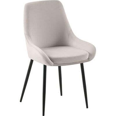 CLP Chaise de Salle à Manger Elmira I Chaise de Cuisine avec revêtement en Velours rembourré I Chaise rembourrée avec Dossier, Couleur:Gris, Matériel du Cadre:Métal Noir Mat - Publicité CLP Chaise de Salle à Manger Elmira I Chaise de Cuisine avec revêtement en Velours rembourré I Chaise rembourrée avec Dossier, Couleur:Gris, Matériel du Cadre:Métal Noir Mat - Publicité