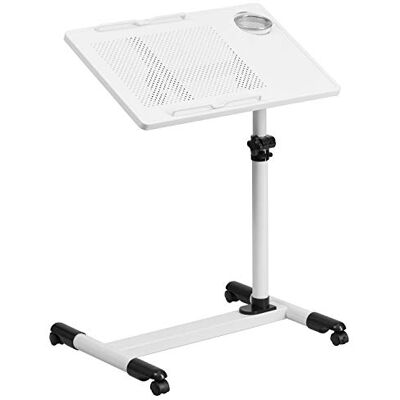 Bureau d'ordinateur mobile ajustable en hauteur Flash Furniture Macon - Blanc - Publicité Bureau d'ordinateur mobile ajustable en hauteur Flash Furniture Macon - Blanc - Publicité