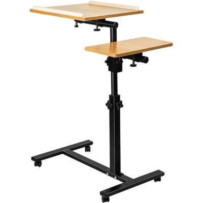 LANTUS Table Ordinateur Portable Hauteur réglable Bois Support avec 4 roulettes tablettes Jaune,Support Pliable,61 * 44 * 65/95CM (Couleur Bois) - Publicité LANTUS Table Ordinateur Portable Hauteur réglable Bois Support avec 4 roulettes tablettes Jaune,Support Pliable,61 * 44 * 65/95CM (Couleur Bois) - Publicité