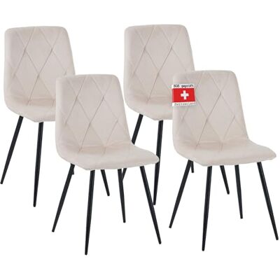 Albatros Dora Lot de 4 chaises de salle à manger rembourrées avec housse en velours, beige, design vintage élégant, charge maximale : 110 kg, pour cuisine, salle à manger ou table à manger - Publicité Albatros Dora Lot de 4 chaises de salle à manger rembourrées avec housse en velours, beige, design vintage élégant, charge maximale : 110 kg, pour cuisine, salle à manger ou table à manger - Publicité