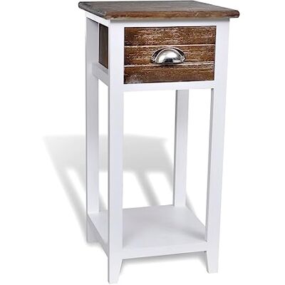 vidaXL Table de Chevet 1 Tiroir Marron Blanc Chambre à Coucher Table de Nuit - Publicité vidaXL Table de Chevet 1 Tiroir Marron Blanc Chambre à Coucher Table de Nuit - Publicité
