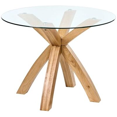 Beliani Table Ronde Salle à Manger Cuisine 100 x 100 cm Plateau en Verre Pieds en Bois Marron Clair Yapp - Publicité Beliani Table Ronde Salle à Manger Cuisine 100 x 100 cm Plateau en Verre Pieds en Bois Marron Clair Yapp - Publicité