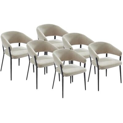 Unique Lot de 6 chaises avec accoudoirs en Tissu et métal Noir Beige AVRELA Salle à Manger - Publicité Unique Lot de 6 chaises avec accoudoirs en Tissu et métal Noir Beige AVRELA Salle à Manger - Publicité
