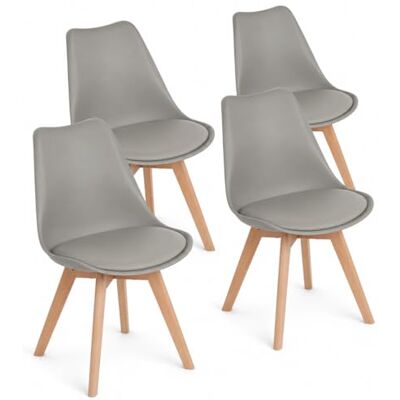 EGGREE Lot de 4 Chaises Salle Manger Scandinaves SGS Tested Rétro Chaises Rembourrée Chaise de Cuisine Bureau avec Pieds en Bois de Hêtre Massif Gris - Publicité EGGREE Lot de 4 Chaises Salle Manger Scandinaves SGS Tested Rétro Chaises Rembourrée Chaise de Cuisine Bureau avec Pieds en Bois de Hêtre Massif Gris - Publicité