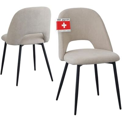 Albatros Silvi Lot de 2 chaises de salle à manger avec housse en velours côtelé Beige – Design vintage élégant – Housse en velours côtelé certifiée SGS – Chaise de cuisine, chaise de salle à manger ou - Publicité Albatros Silvi Lot de 2 chaises de salle à manger avec housse en velours côtelé Beige – Design vintage élégant – Housse en velours côtelé certifiée SGS – Chaise de cuisine, chaise de salle à manger ou - Publicité