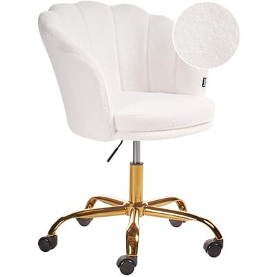 Beliani Chaise de Bureau Blanche en Boucle Glamour Fauteuil Coquillage Pivotant Monticello II - Publicité Beliani Chaise de Bureau Blanche en Boucle Glamour Fauteuil Coquillage Pivotant Monticello II - Publicité