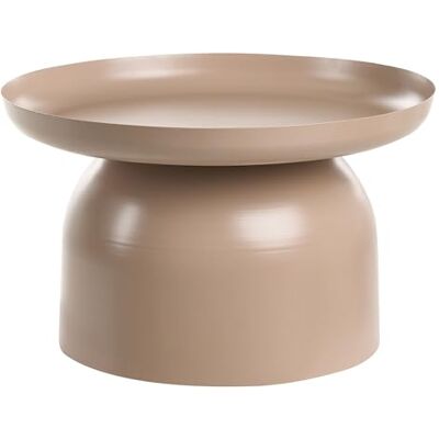 Beliani Table Basse d'Appoint en Métal Ronde Taupe Torrens - Publicité Beliani Table Basse d'Appoint en Métal Ronde Taupe Torrens - Publicité