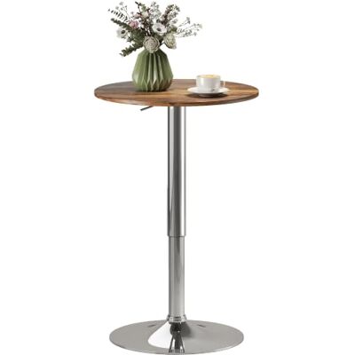 HOMCOM Table de Bar Table Bistro Hauteur Réglable 67-93 cm Ø 60 cm Marron Mange-debout, Chic Style Contemporain, Plateau Pivotant 360°, Métal Chromé - Publicité HOMCOM Table de Bar Table Bistro Hauteur Réglable 67-93 cm Ø 60 cm Marron Mange-debout, Chic Style Contemporain, Plateau Pivotant 360°, Métal Chromé - Publicité