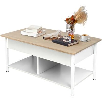 LANTUS Table de Salon Basse 3 en 1 avec Compartiments Cachés et Étagère Ouverte, Table Basse Relevable et Extensible, Table à Manger 4-8 Personnes avec Plateau Pliable, 90 * 48 * 62cm (A) - Publicité LANTUS Table de Salon Basse 3 en 1 avec Compartiments Cachés et Étagère Ouverte, Table Basse Relevable et Extensible, Table à Manger 4-8 Personnes avec Plateau Pliable, 90 * 48 * 62cm (A) - Publicité