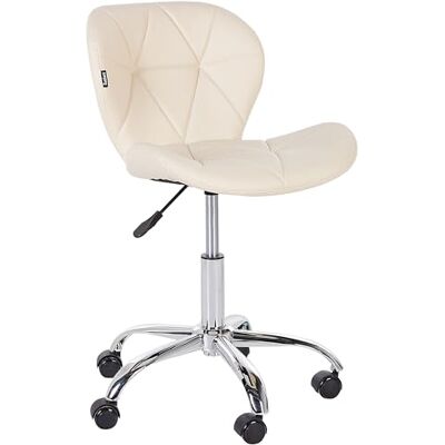 Beliani Fauteuil de Bureau Pivotant Réglable Base Argentée Siège en Cuir PU Beige Valetta - Publicité Beliani Fauteuil de Bureau Pivotant Réglable Base Argentée Siège en Cuir PU Beige Valetta - Publicité