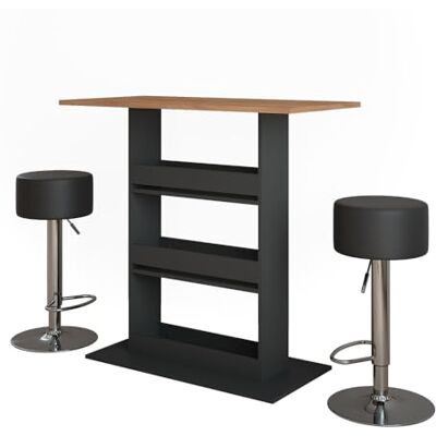Vicco Set de Table de Bar Repose, Chêne doré/Anthracite, 110x55cm - Publicité Vicco Set de Table de Bar Repose, Chêne doré/Anthracite, 110x55cm - Publicité