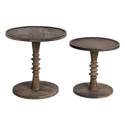 Beliani Lot de 2 Tables d'Appoint Traditionnel en Bois de Manguier Marron Foncé Salon Rond Thalia - Publicité Beliani Lot de 2 Tables d'Appoint Traditionnel en Bois de Manguier Marron Foncé Salon Rond Thalia - Publicité