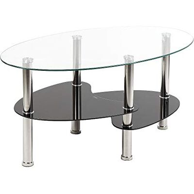 LANTUS Table Basse en Trempé Verre Simple et élégante/Salon avec Pieds en Métal, Ensemble degigogne Ronde, avec 2 étagères 90x50x43 cm (Transparent+Noir) - Publicité LANTUS Table Basse en Trempé Verre Simple et élégante/Salon avec Pieds en Métal, Ensemble degigogne Ronde, avec 2 étagères 90x50x43 cm (Transparent+Noir) - Publicité