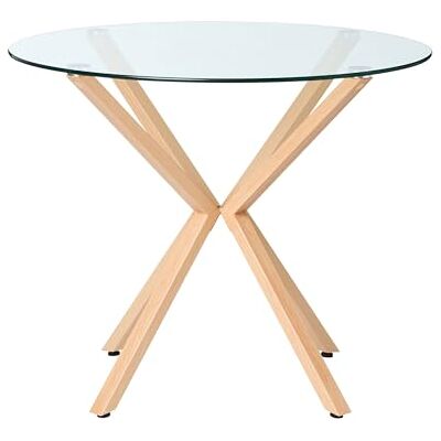 Beliani Table de Salle à Manger Ronde Scandinave Plateau en Verre Trempé ø 90 cm Bois Clair Altura - Publicité Beliani Table de Salle à Manger Ronde Scandinave Plateau en Verre Trempé ø 90 cm Bois Clair Altura - Publicité
