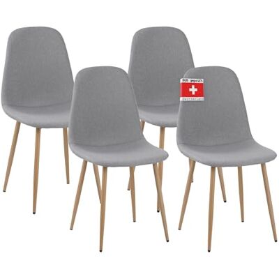 Albatros Fano Lot de 4 chaises Rétro de salle à manger, testées SGS, Gris - Publicité Albatros Fano Lot de 4 chaises Rétro de salle à manger, testées SGS, Gris - Publicité