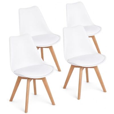EGGREE 4 Chaises Salle à Manger Scandinaves SGS Tested Lot de 4 Chaises de Cuisine Rétro Rembourrée Chaise de Salle de Bureau, Pieds en Bois de Hêtre Massif, Blanc - Publicité EGGREE 4 Chaises Salle à Manger Scandinaves SGS Tested Lot de 4 Chaises de Cuisine Rétro Rembourrée Chaise de Salle de Bureau, Pieds en Bois de Hêtre Massif, Blanc - Publicité