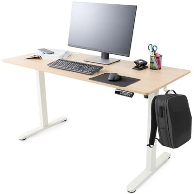 AREBOS Bureau Électrique Réglable 140x60 cm Hauteur 72-118 cm Fonction Mémoire Bureau Assis-Debout Ergonomique Table Informatique pour Télétravail & Maison Beige - Publicité AREBOS Bureau Électrique Réglable 140x60 cm Hauteur 72-118 cm Fonction Mémoire Bureau Assis-Debout Ergonomique Table Informatique pour Télétravail & Maison Beige - Publicité