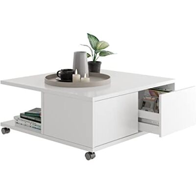 Table Basse Carrée Blanche - Coffee Table - Publicité Table Basse Carrée Blanche - Coffee Table - Publicité
