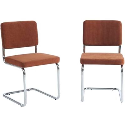 BAÏTA Lot de 2 chaises Jack Velours côtelé Terre de Sienne Pieds métal chromé - Publicité BAÏTA Lot de 2 chaises Jack Velours côtelé Terre de Sienne Pieds métal chromé - Publicité