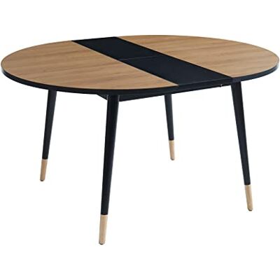 Generic - Table ronde extensible 120/150x120x75 cm naturel et noir - Table à manger - Publicité Generic - Table ronde extensible 120/150x120x75 cm naturel et noir - Table à manger - Publicité