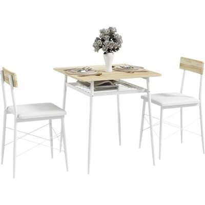 HOMCOM Ensemble Table et chaises 2 Chaises Encastrables Blanc et Chêne - Publicité HOMCOM Ensemble Table et chaises 2 Chaises Encastrables Blanc et Chêne - Publicité