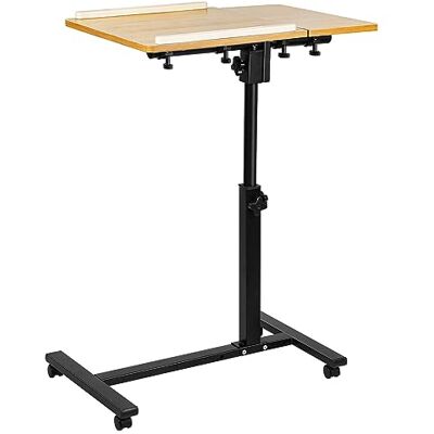 LANTUS Table Ordinateur Portable Hauteur réglable Bois Support avec 4 roulettes tablettes Jaune,Support Pliable,70 * 44 * 95cm (Couleur Bois) - Publicité LANTUS Table Ordinateur Portable Hauteur réglable Bois Support avec 4 roulettes tablettes Jaune,Support Pliable,70 * 44 * 95cm (Couleur Bois) - Publicité
