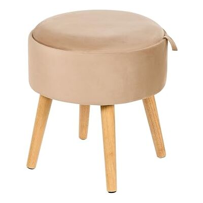 Beliani Tabouret en Velours Bois d'Hévéa MDF Beige à Rangement Plateau Intérieur Neely - Publicité Beliani Tabouret en Velours Bois d'Hévéa MDF Beige à Rangement Plateau Intérieur Neely - Publicité