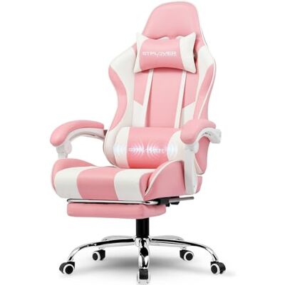 GTPLAYER Chaise Gaming Ergonomique, Fauteuil Gamer, Chaise Bureau, Dossier réglable à 135°, Hauteur Réglable, Repose-Pieds rétractables, Simili Cuir, Supporte 150 kg, Rose - Publicité GTPLAYER Chaise Gaming Ergonomique, Fauteuil Gamer, Chaise Bureau, Dossier réglable à 135°, Hauteur Réglable, Repose-Pieds rétractables, Simili Cuir, Supporte 150 kg, Rose - Publicité
