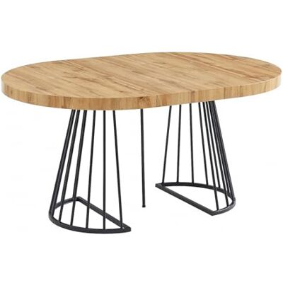 Unique Table à Manger Extensible 2 à 12 Personnes en MDF et Acier Naturel et Noir FIRELA - Publicité Unique Table à Manger Extensible 2 à 12 Personnes en MDF et Acier Naturel et Noir FIRELA - Publicité