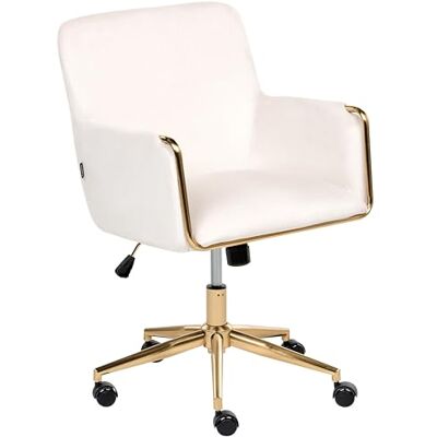 Beliani Fauteuil de Bureau en Velours Siège Inclinable Réglable Rembourrage Épais Blanc Cassé Altona - Publicité Beliani Fauteuil de Bureau en Velours Siège Inclinable Réglable Rembourrage Épais Blanc Cassé Altona - Publicité