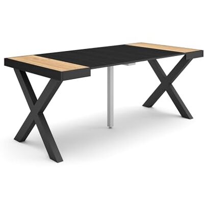 Skraut Home Mesa Extensible 180 cm - table - longueur 180 cm - bois massif - chêne et noir - Publicité Skraut Home Mesa Extensible 180 cm - table - longueur 180 cm - bois massif - chêne et noir - Publicité