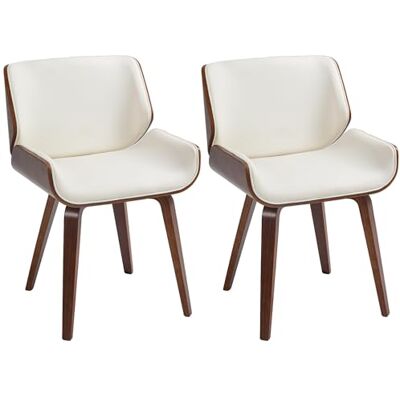 HOMCOM Lot de 2 Chaises de Salle à Manger Style Vintage Pieds Bois Blanc - Publicité HOMCOM Lot de 2 Chaises de Salle à Manger Style Vintage Pieds Bois Blanc - Publicité