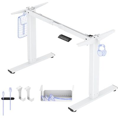 FLEXISPOT Bureau Assis Debout Électrique, Cadre de Bureau Réglable en Hauteur en Acier avec Panneau de Contrôle Digital, Équippé du Système Anti-Collision, Blanc - Publicité FLEXISPOT Bureau Assis Debout Électrique, Cadre de Bureau Réglable en Hauteur en Acier avec Panneau de Contrôle Digital, Équippé du Système Anti-Collision, Blanc - Publicité