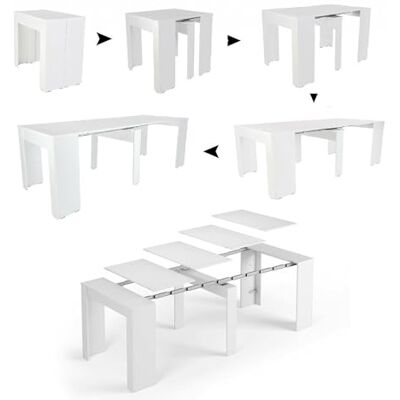 Table à manger blanche extensible DMORA - 10 places - Publicité Table à manger blanche extensible DMORA - 10 places - Publicité