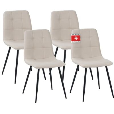 Albatros Bora Lot de 4 chaises de salle à manger rembourrées avec housse en tissu Beige Design vintage élégant Charge maximale : 110 kg Pour cuisine, salle à manger ou table à manger - Publicité Albatros Bora Lot de 4 chaises de salle à manger rembourrées avec housse en tissu Beige Design vintage élégant Charge maximale : 110 kg Pour cuisine, salle à manger ou table à manger - Publicité