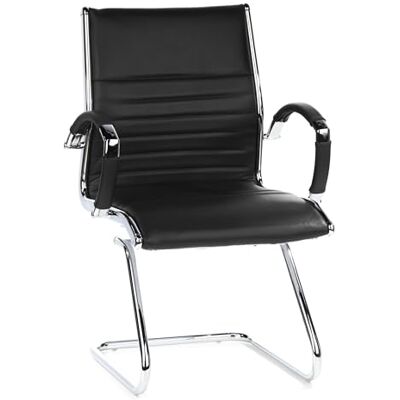 hjh OFFICE Siège de conférence Parma V Cuir Noir/Chrome Chaise à piétement Luge Chaise Visiteur avec accoudoirs - Publicité hjh OFFICE Siège de conférence Parma V Cuir Noir/Chrome Chaise à piétement Luge Chaise Visiteur avec accoudoirs - Publicité
