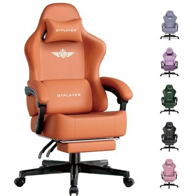 GTPLAYER Chaise de Gaming Respirante Ergonomique Simili Cuir de qualité supérieure Chaise Ergonomique en Polycarbonate Dossier réglable à 160° et Repose-Pieds Extensible-Charge 180 kg-Orange - Publicité GTPLAYER Chaise de Gaming Respirante Ergonomique Simili Cuir de qualité supérieure Chaise Ergonomique en Polycarbonate Dossier réglable à 160° et Repose-Pieds Extensible-Charge 180 kg-Orange - Publicité
