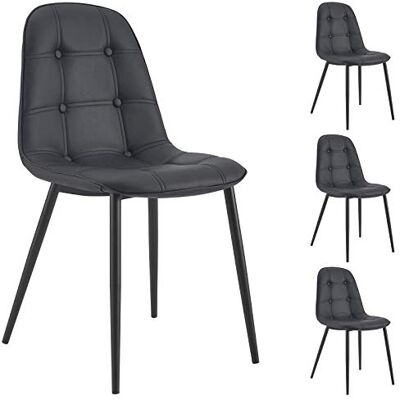 IDIMEX Lot de 4 chaises Alvaro pour Salle à Manger ou Cuisine avec 4 Pieds en métal Noir et Assise capitonnée, revêtement synthétique Noir - Publicité IDIMEX Lot de 4 chaises Alvaro pour Salle à Manger ou Cuisine avec 4 Pieds en métal Noir et Assise capitonnée, revêtement synthétique Noir - Publicité