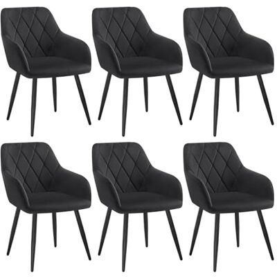 WOLTU Chaise Salle à Manger Lot de 6,Velours,Noir - Publicité WOLTU Chaise Salle à Manger Lot de 6,Velours,Noir - Publicité