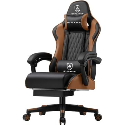 GTPLAYER Chaise Gaming,Chaise Gamer Ergonomique avec Repose-Pieds et Siège à Ressorts- Hauteur Réglable, Appui-Tête et Support Lombaire Charge Max 150kg Brun - Publicité GTPLAYER Chaise Gaming,Chaise Gamer Ergonomique avec Repose-Pieds et Siège à Ressorts- Hauteur Réglable, Appui-Tête et Support Lombaire Charge Max 150kg Brun - Publicité