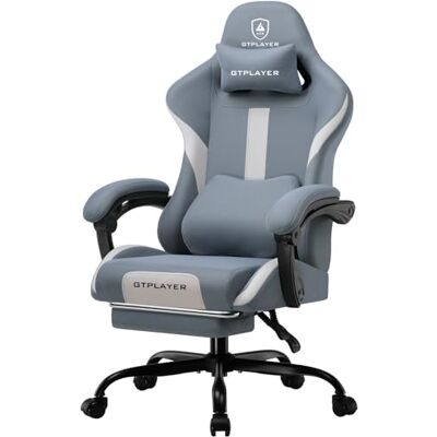 GTPLAYER Chaise de Gaming Ergonomique avec Appui-tête et Coussin Lombaire Cloud, rembourrée, avec Repose-Pieds, Fauteuil pivotant, capacité de 150 kg, Bleue - Publicité GTPLAYER Chaise de Gaming Ergonomique avec Appui-tête et Coussin Lombaire Cloud, rembourrée, avec Repose-Pieds, Fauteuil pivotant, capacité de 150 kg, Bleue - Publicité