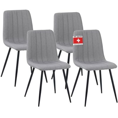 Albatros Garda Lot de 4 chaises de salle à manger rembourrées avec housse en tissu Grises Design vintage élégant Charge maximale : 110 kg Pour cuisine, salle à manger ou table à manger - Publicité Albatros Garda Lot de 4 chaises de salle à manger rembourrées avec housse en tissu Grises Design vintage élégant Charge maximale : 110 kg Pour cuisine, salle à manger ou table à manger - Publicité
