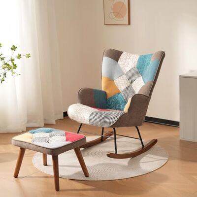BTM Chaise À Balancer Et De Loisir, Design Tressé Avant Et Arrière, Sessel pour Salon, avec Repos Pieds - Publicité BTM Chaise À Balancer Et De Loisir, Design Tressé Avant Et Arrière, Sessel pour Salon, avec Repos Pieds - Publicité