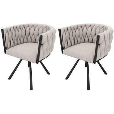 BTM Lot de 2 Chaise Salle à Manger, Chaise Pivotant en Lin avec Dossier Tressé, Fauteuil de Salon avec 4 Pieds en Métal, Fauteuil Salle à Manger, Charge de 150kg, Beige et Noir - Publicité BTM Lot de 2 Chaise Salle à Manger, Chaise Pivotant en Lin avec Dossier Tressé, Fauteuil de Salon avec 4 Pieds en Métal, Fauteuil Salle à Manger, Charge de 150kg, Beige et Noir - Publicité