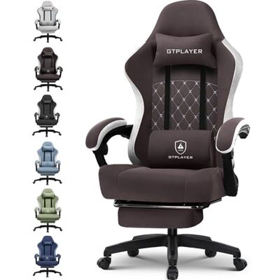 GTPLAYER Chaise de Bureau et de Gaming avec Coussin à Ressorts ensachés, accoudoirs et Repose-Pieds articulés, Chaise d'ordinateur Ergonomique à Dossier Haut avec Support Lombaire, Supporte 150 kg - Publicité GTPLAYER Chaise de Bureau et de Gaming avec Coussin à Ressorts ensachés, accoudoirs et Repose-Pieds articulés, Chaise d'ordinateur Ergonomique à Dossier Haut avec Support Lombaire, Supporte 150 kg - Publicité