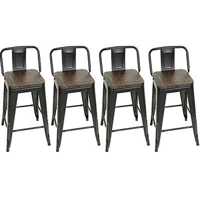 LANTUS Lot de 4 Tabouret de Bar Metal,Tabouret Haut Industriel 84cm de Hauteur Assise avec Dossier et siège en Bois,pour Cuisine Bistrot Salle à Manger Intérieur et Extérieur,84 * 42 * 42cm 4 pièces - Publicité LANTUS Lot de 4 Tabouret de Bar Metal,Tabouret Haut Industriel 84cm de Hauteur Assise avec Dossier et siège en Bois,pour Cuisine Bistrot Salle à Manger Intérieur et Extérieur,84 * 42 * 42cm 4 pièces - Publicité