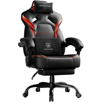 GTPLAYER Chaise Gaming avec Repose-Pieds, réglable en Hauteur, accoudoirs réglables, Repose-Pieds intégré, Fauteuil Gaming pour jusqu'à 200 kg, pivotant à 360°, Rouge. Publicité GTPLAYER Chaise Gaming avec Repose-Pieds, réglable en Hauteur, accoudoirs réglables, Repose-Pieds intégré, Fauteuil Gaming pour jusqu'à 200 kg, pivotant à 360°, Rouge. Publicité