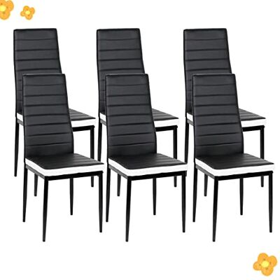 LANTUS Lot de 6 Chaises de Salle à Manger,SGS Tested, , Siege Rembourre Epais, Moderne,6 PC (Noir + Blanc) - Publicité LANTUS Lot de 6 Chaises de Salle à Manger,SGS Tested, , Siege Rembourre Epais, Moderne,6 PC (Noir + Blanc) - Publicité