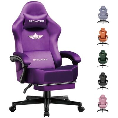 GTPLAYER Chaise de Gaming Respirante Ergonomique Tissu de qualité supérieure Chaise Ergonomique en Polycarbonate -Dossier réglable à 160° et Repose-Pieds Extensible-Charge 180 kg -Violet Foncé - Publicité GTPLAYER Chaise de Gaming Respirante Ergonomique Tissu de qualité supérieure Chaise Ergonomique en Polycarbonate -Dossier réglable à 160° et Repose-Pieds Extensible-Charge 180 kg -Violet Foncé - Publicité